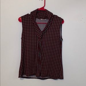 Red, black and white blouse